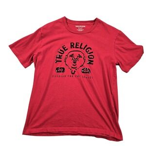 True Religion Brand Jeans Shirt Mens Large Red Buddha Logo Graphic 2002 Tee